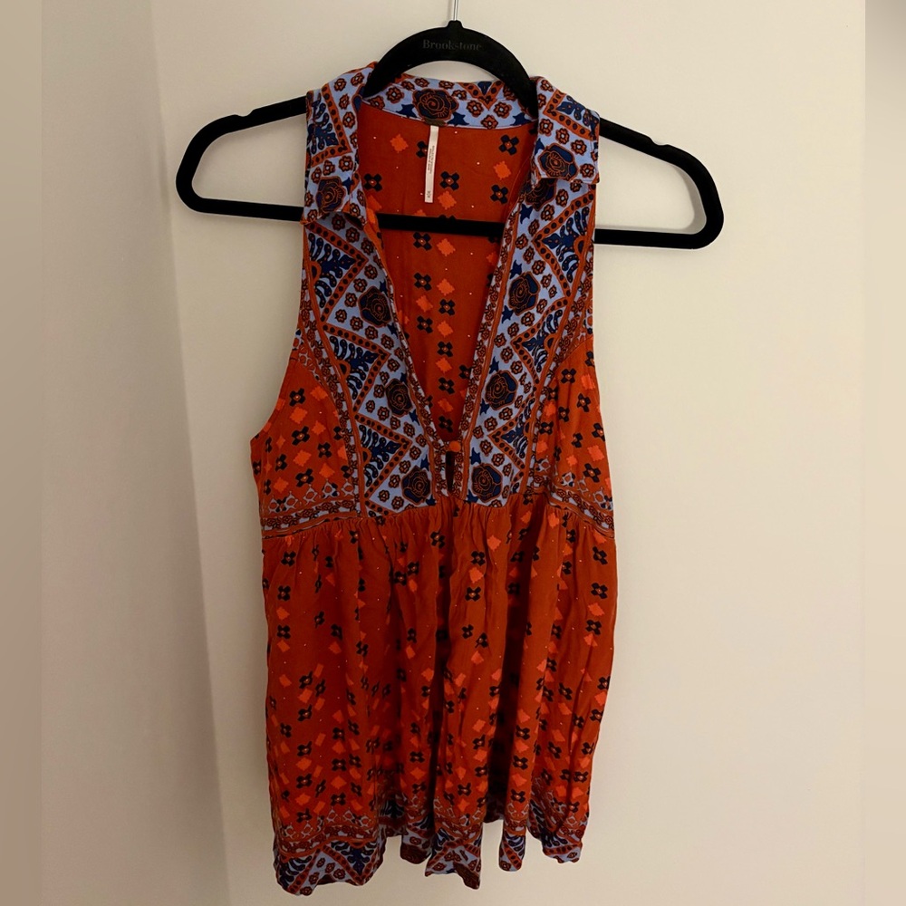 Free People Charlotte Empire Waist Sleeveless Tunic Top Womens Size M Pockets